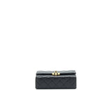 Chanel 21K Gold Metal Mini Flap Bag With Handle Black