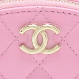 Chanel 22S Top Handle Mini Round Vanity Clutch Lambskin Pink L