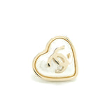 Chanel Heart CC Earrings Light Gold Tone