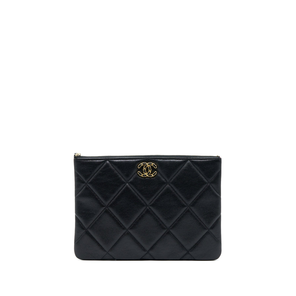 Chanel 19 Clutch Lambskin Black