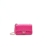 Chanel Chevron Mini Rectangular Flap Bag Pink with L
