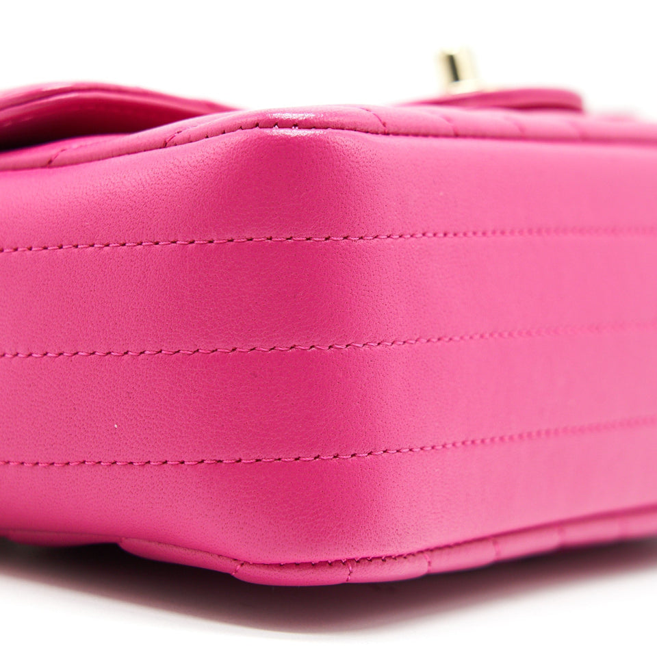 Chanel Chevron Mini Rectangular Flap Bag Pink with L