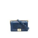 Chanel Medium Boy flap Bag Python Leather Blue L