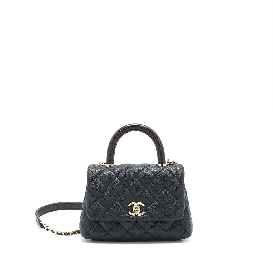 Chanel Coco Handle Extra Mini Black Embossed Handle L