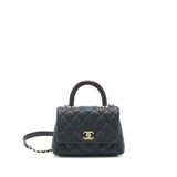 Chanel Coco Handle Extra Mini Black Embossed Handle L