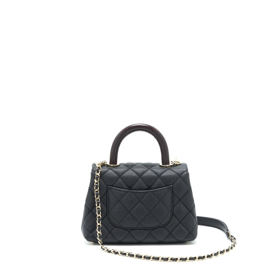 Chanel Coco Handle Extra Mini Black Embossed Handle L