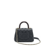 Chanel Coco Handle Extra Mini Black Embossed Handle L