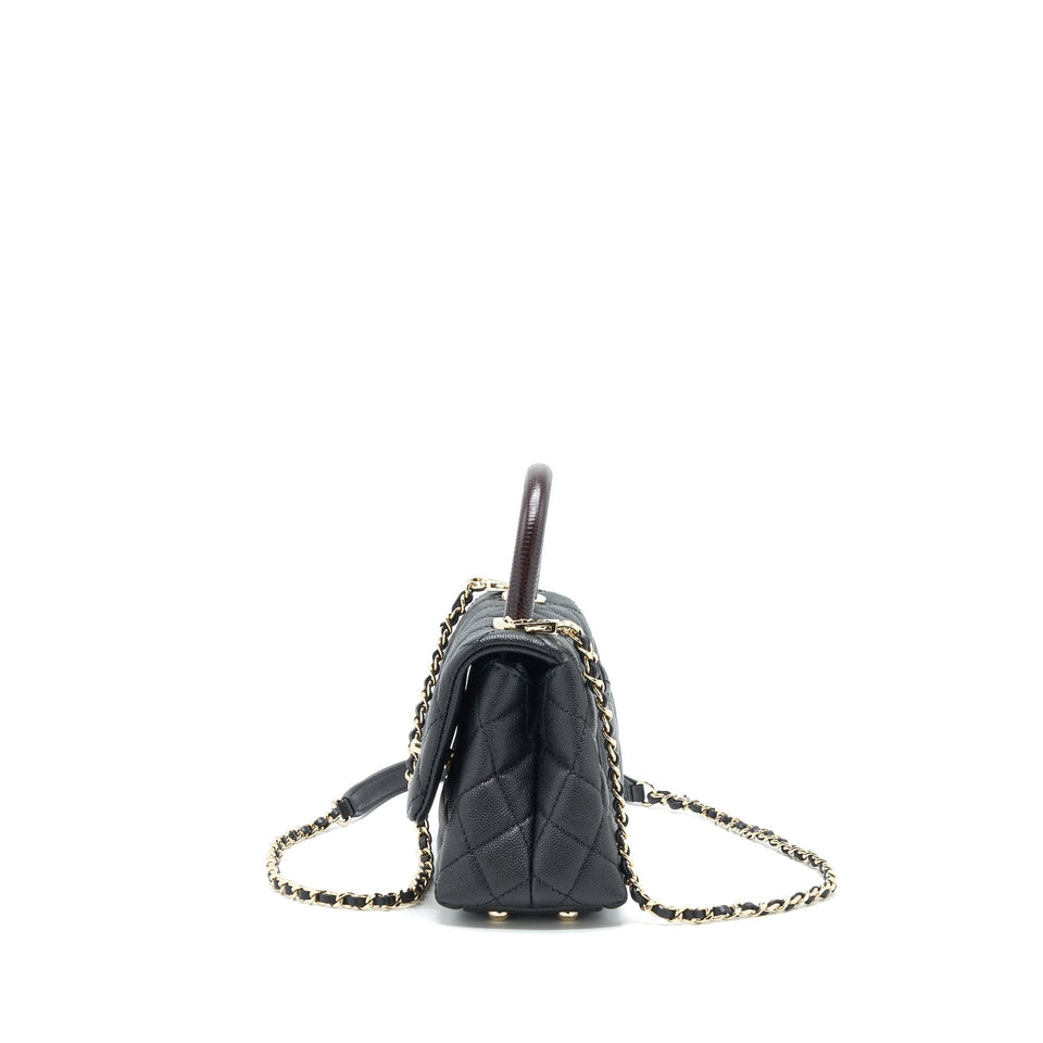 Chanel Coco Handle Extra Mini Black Embossed Handle L