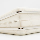 Chanel Metal Bar Clutch Bag Lambskin White