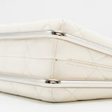 Chanel Metal Bar Clutch Bag Lambskin White