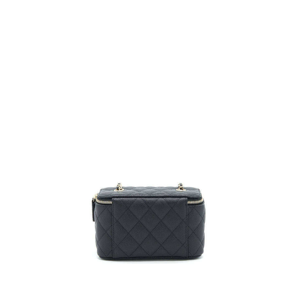 Chanel Caviar Small Long Vanity With Chain Black L
