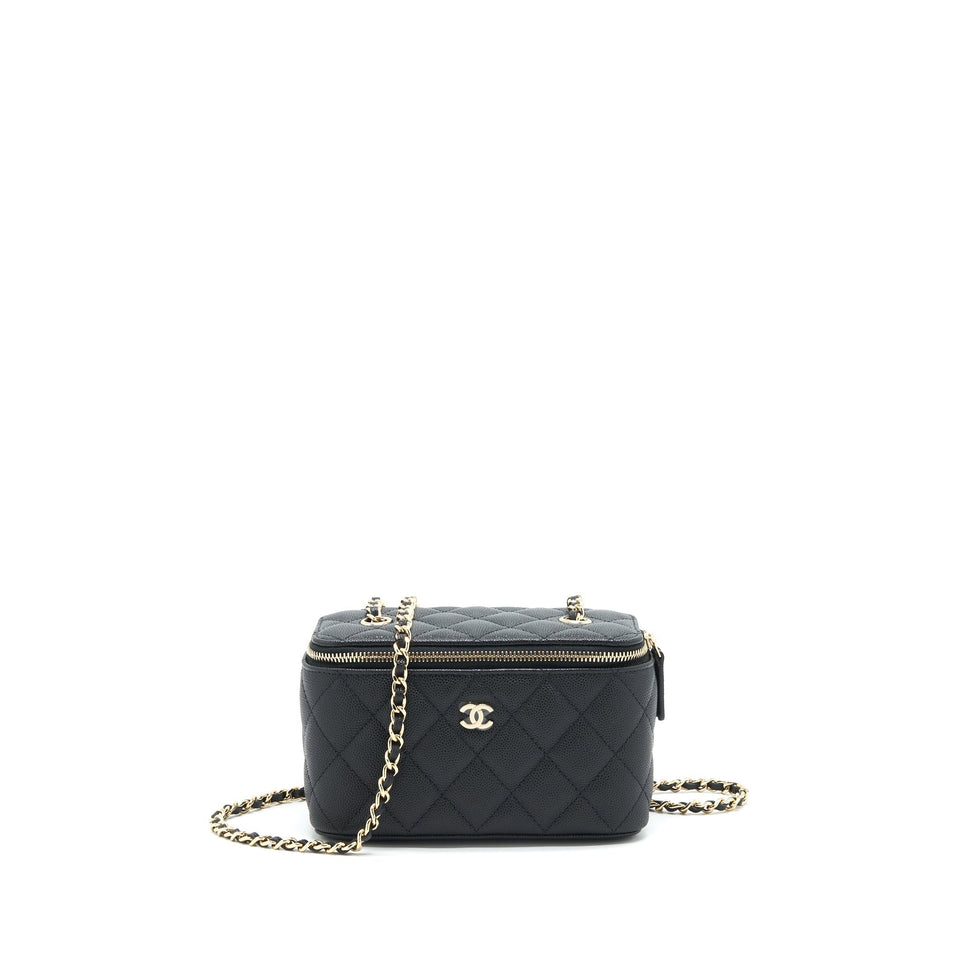 Chanel Caviar Small Long Vanity With Chain Black L