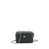 Chanel Caviar Small Long Vanity With Chain Black L