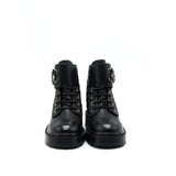 Chanel LEATHER LACE UP BOOTS BLACK SIZE35