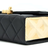Chanel 21K Gold Metal Mini Flap Bag With Handle Black
