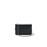 Chanel CHEVRON WALLET ON CHAIN LAMBSKIN BLACK WITH
