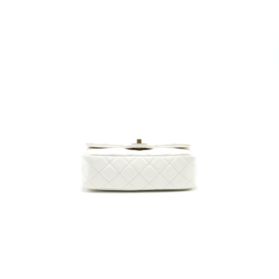 Chanel PEARL CRUSH RECTANGULAR MINI FLAP BAG WHITE