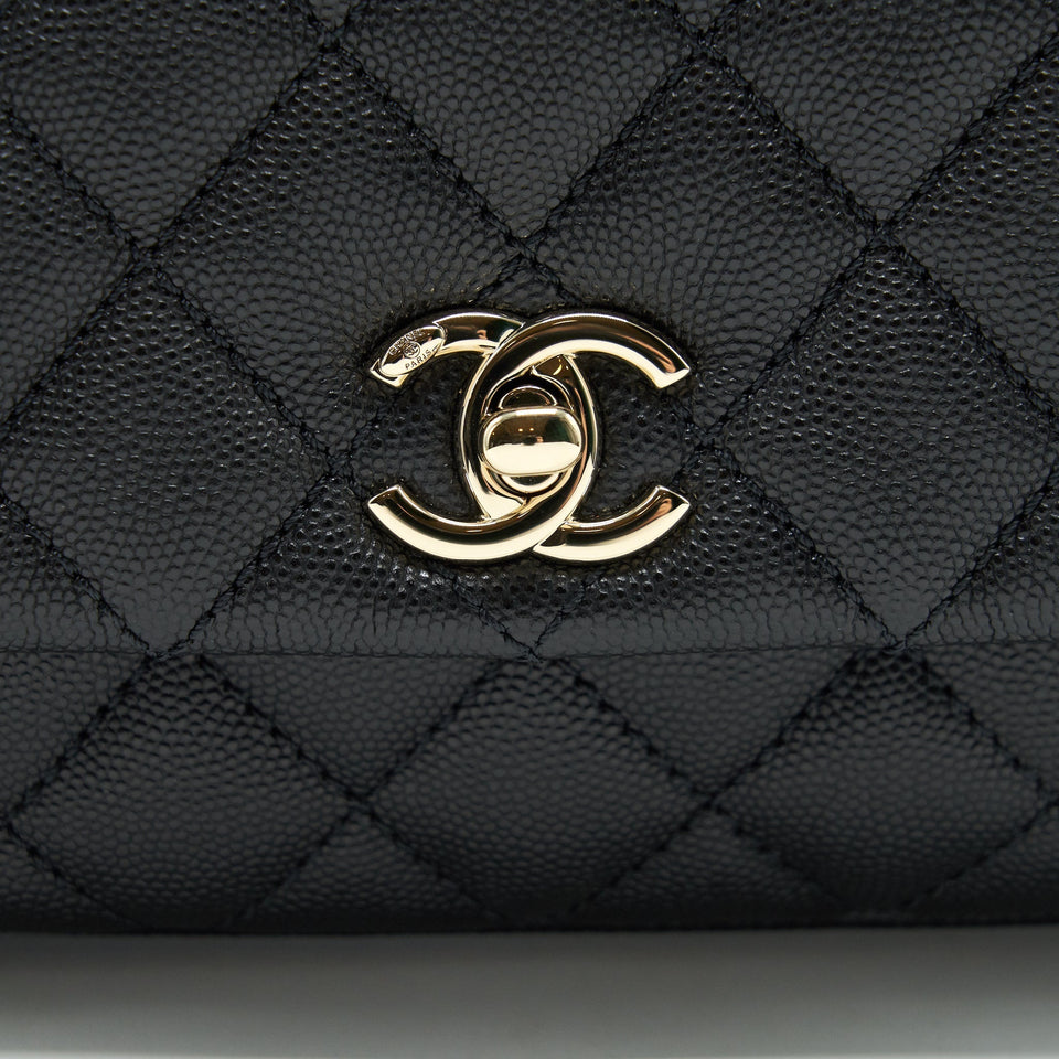 Chanel Coco Handle Extra Mini Black Embossed Handle L