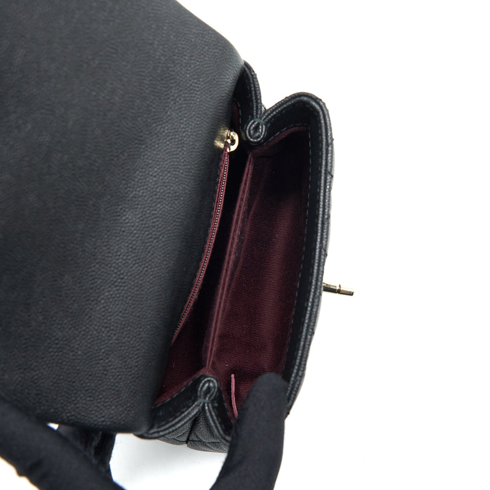Chanel Coco Handle Extra Mini Black Embossed Handle L