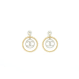 Chanel Giant CC Logo And Round Earrings Silver/Light Gold Tone
