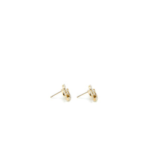 Chanel Classic CC Stud Earrings Light Gold Tone