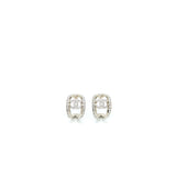 Chanel CC Logo Earring With Full Crystals Silver Tone