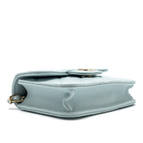 Chanel Top Handle Mini Flap Clutch with Chain Lambskin Light Blue L