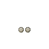 Chanel CC Logo Round Pearl Earring With Black Leather Light Gold Tone