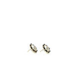 Chanel CC Logo Round Pearl Earring With Black Leather Light Gold Tone