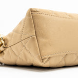 Chanel CC Logo Quilted Mini Clutch with Chain Caviar Beige  (Microchip)