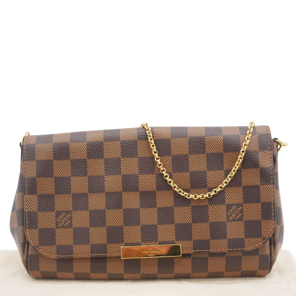 Louis Vuitton Favorite MM Damier Ebene Clutch Bag Brown