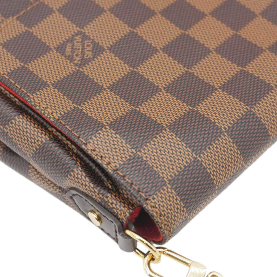 Louis Vuitton Favorite MM Damier Ebene Clutch Bag Brown