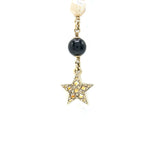 Chanel CC Logo With Crystals Star Drop Earring Light Gold Tone