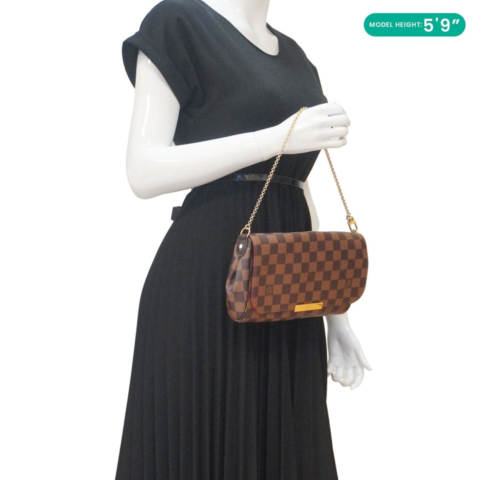 Louis Vuitton Favorite MM Damier Ebene Clutch Bag Brown