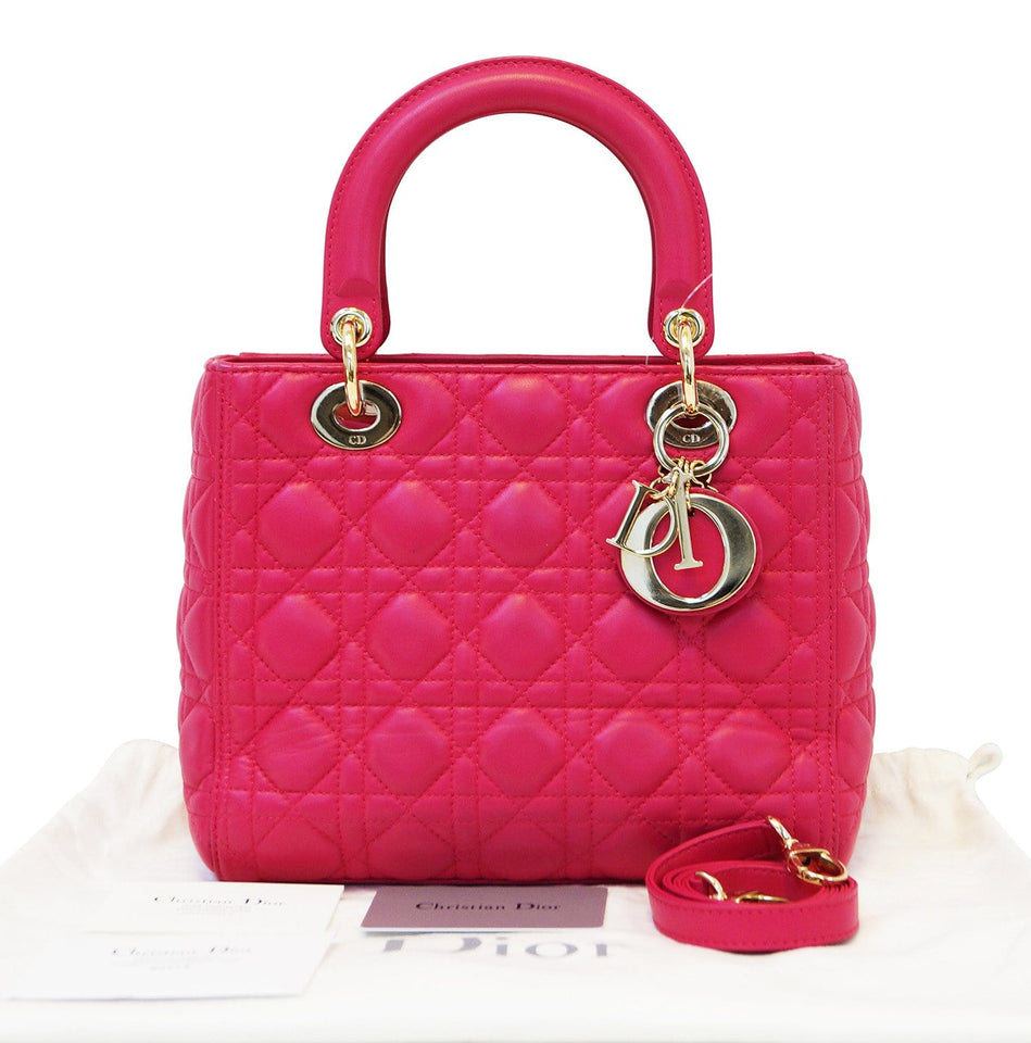 Christian Dior Bag - Cannage Pink Lambskin Lady Dior Bag