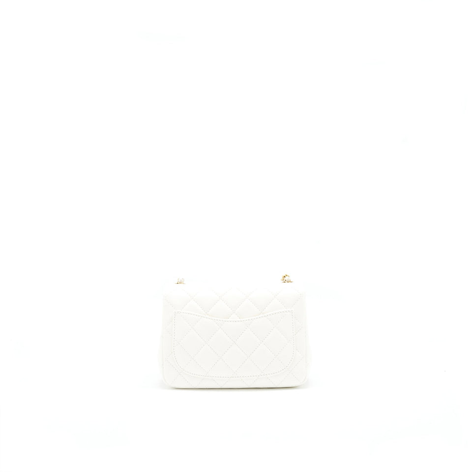 Chanel 21B pearl crush Mini Square flap Bag White