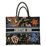 Christian Dior Book Embroidery Canvas Tote Bag Multicolor