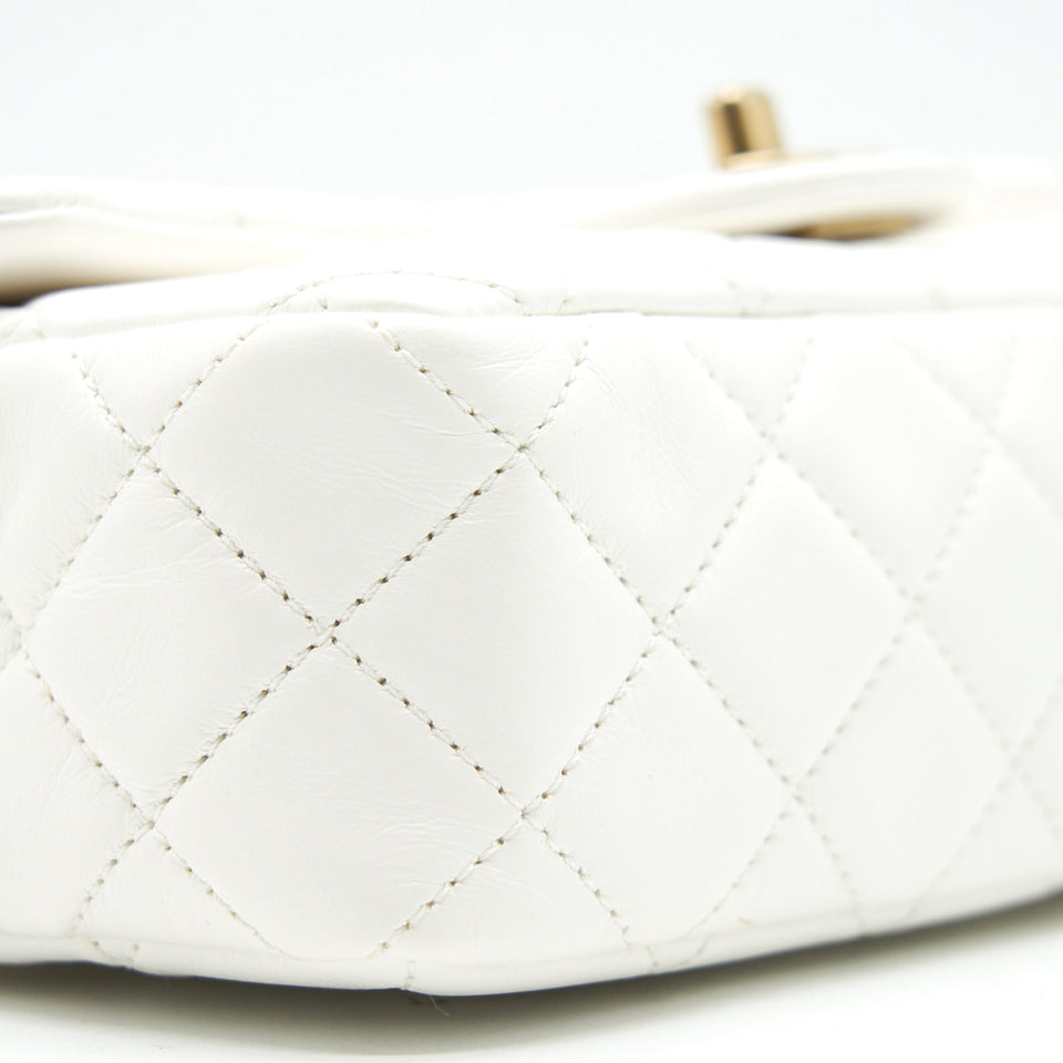 Chanel PEARL CRUSH RECTANGULAR MINI FLAP BAG WHITE