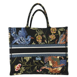 Christian Dior Book Embroidery Canvas Tote Bag Multicolor