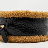 Chanel Shearling CC Round Clutch with Chain Shiny Crumpled Sheepskin Black/Light Brown L