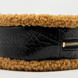 Chanel Shearling CC Round Clutch with Chain Shiny Crumpled Sheepskin Black/Light Brown L