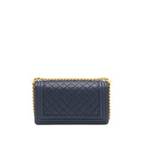 Chanel Medium Boy Grained Navy Calfskin Brushed