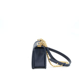 Chanel Medium Boy Grained Navy Calfskin Brushed