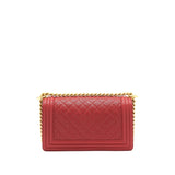 Chanel Medium Boy Grained Red Calfskin Brushed
