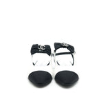 Chanel Slingback Flats With Ribbons White and Black Size38.5