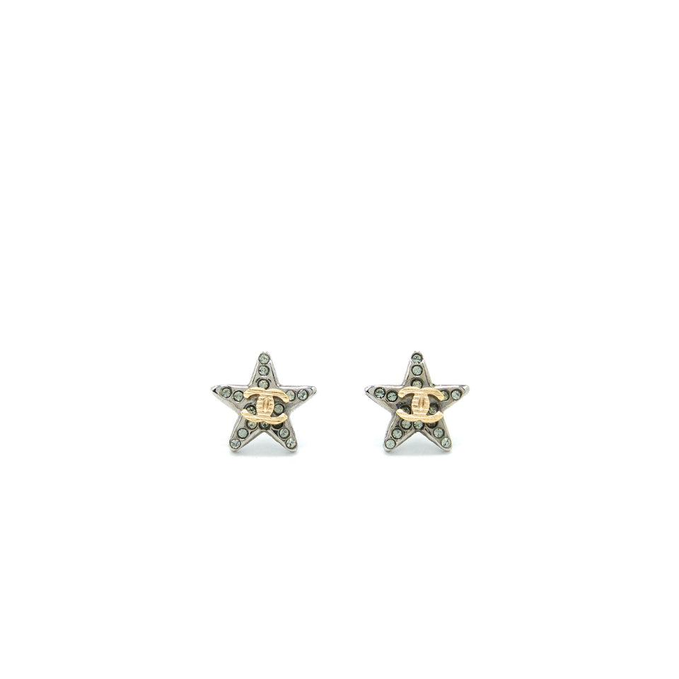 Chanel Crystal CC Star Earrings