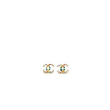 Chanel CC Logo Crystal Rainbow Earrings