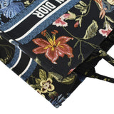 Christian Dior Book Embroidery Canvas Tote Bag Multicolor