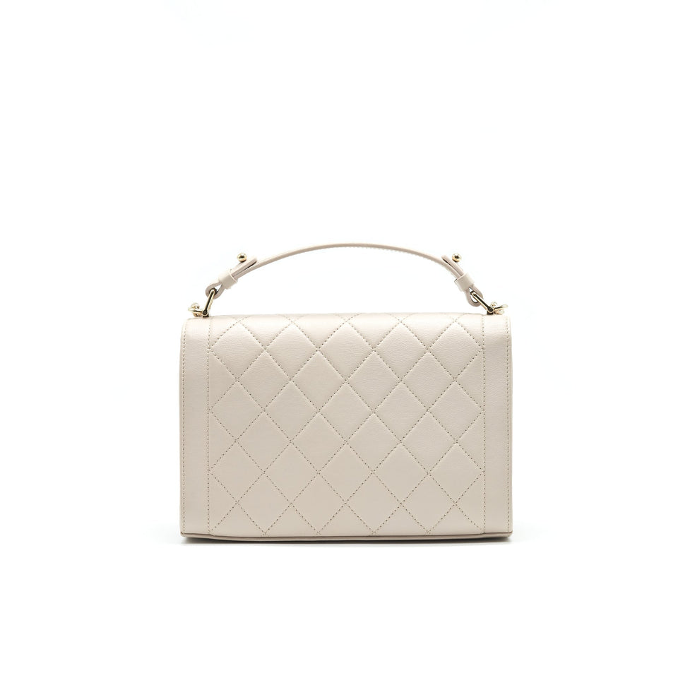 Chanel Calfskin Quilted Flap Bag Beigh L
