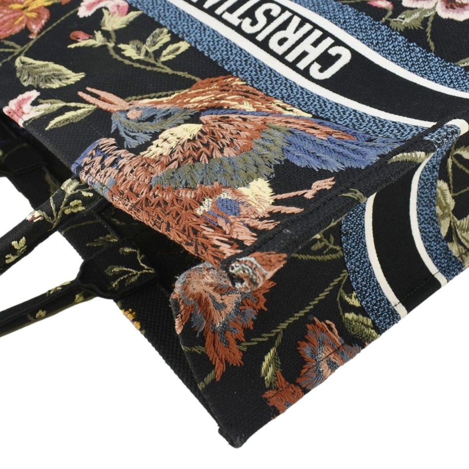 Christian Dior Book Embroidery Canvas Tote Bag Multicolor